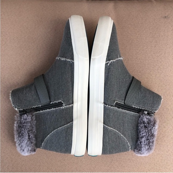 Blowfish Malibu Mint Women’s Gray Canvas Fur Zipper Closure Ankle Boots Sz 8.5 - Picture 5 of 13